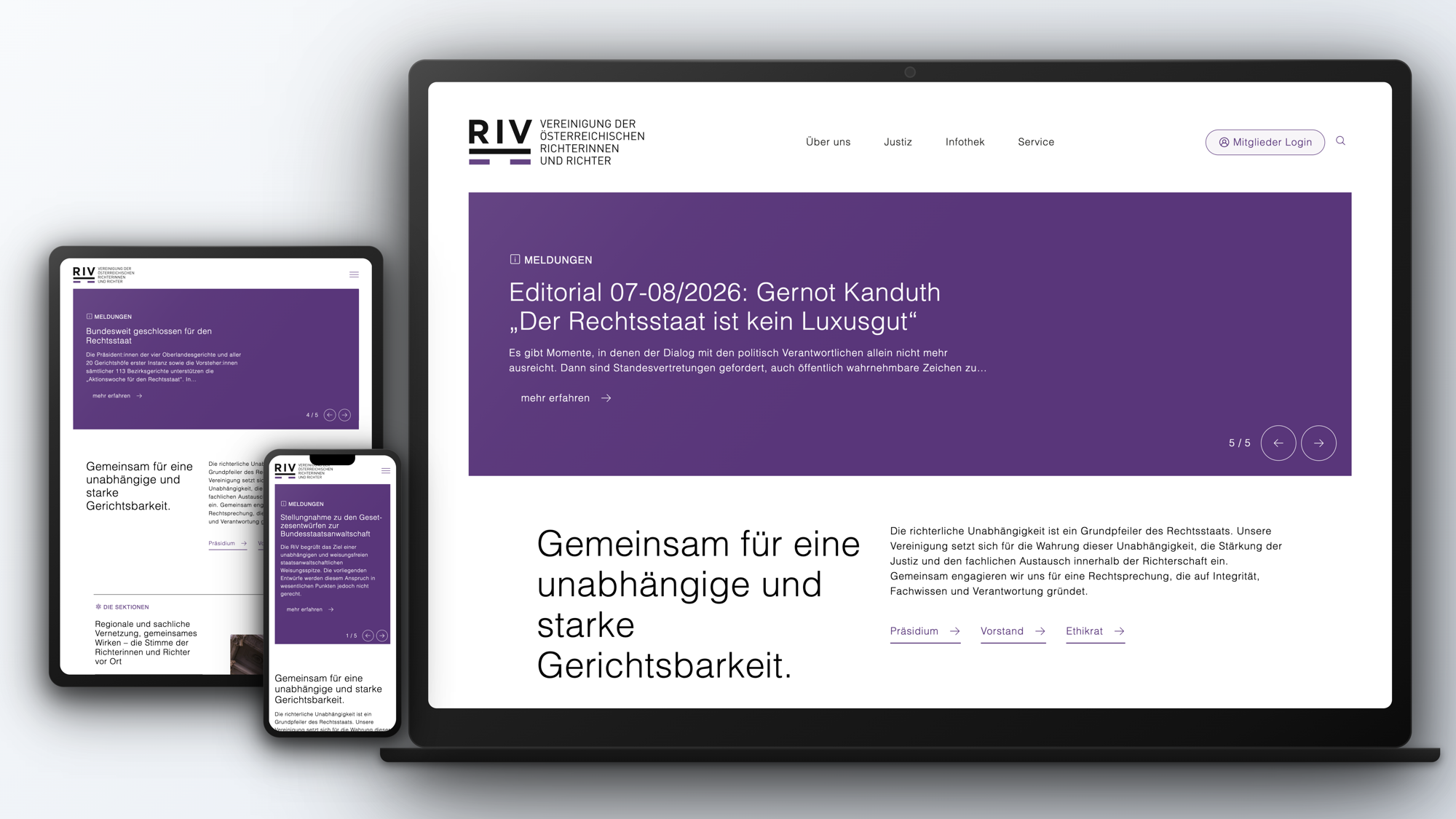 Startseite der Vereinigung der österreichischen Richterinnen und Richter