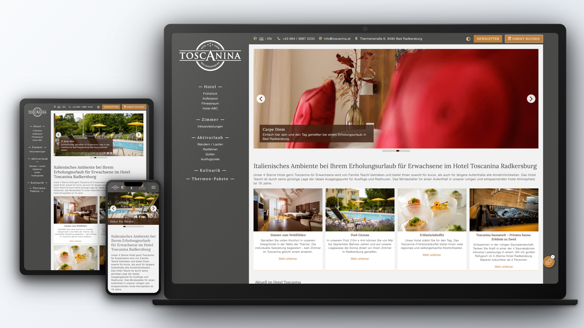 Startseite des Hotel Toscanina